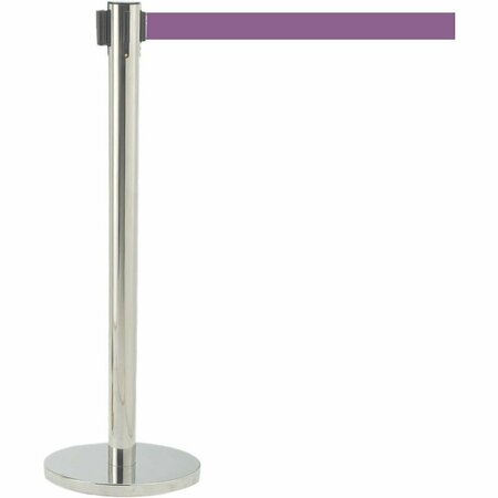 AARCO Form-A-Line System With 7' Slow Retracting Belt, Satin Finish with Purple Belt. HS-7PU